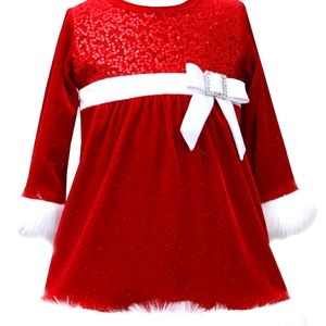 Bonnie Baby Sequined Stretch Velvet Dress